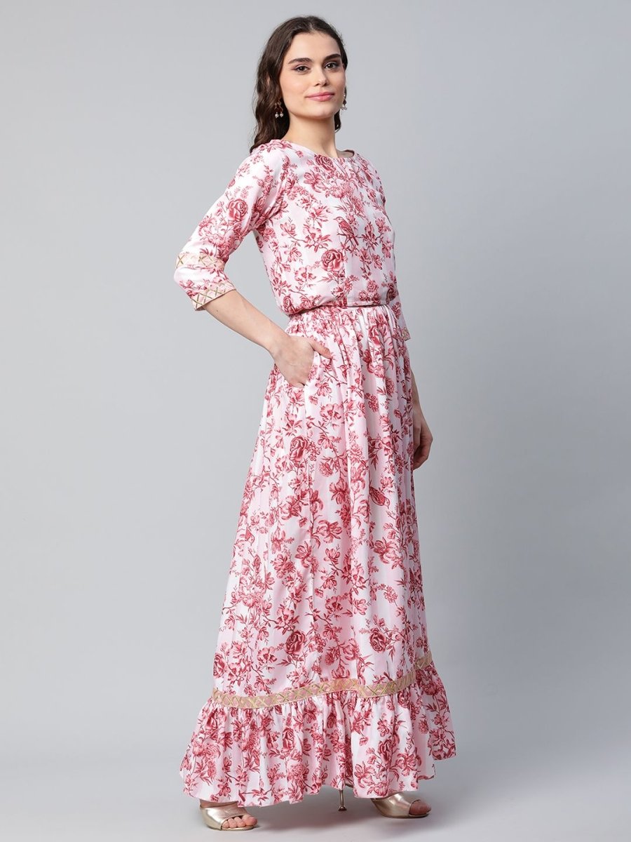Ahalyaa Women Rayon Pretty Pink Printed Ready to Wear Lehenga Choli with Dupatta | Grocsy
