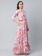 Ahalyaa Women Rayon Pretty Pink Printed Ready to Wear Lehenga Choli with Dupatta | Grocsy
