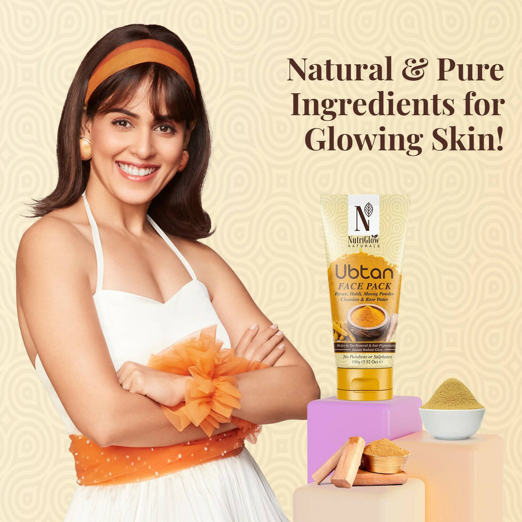 NutriGlow NATURAL'S Ubtan Face & Body Pack with Haldi & Chandan | Grocsy
