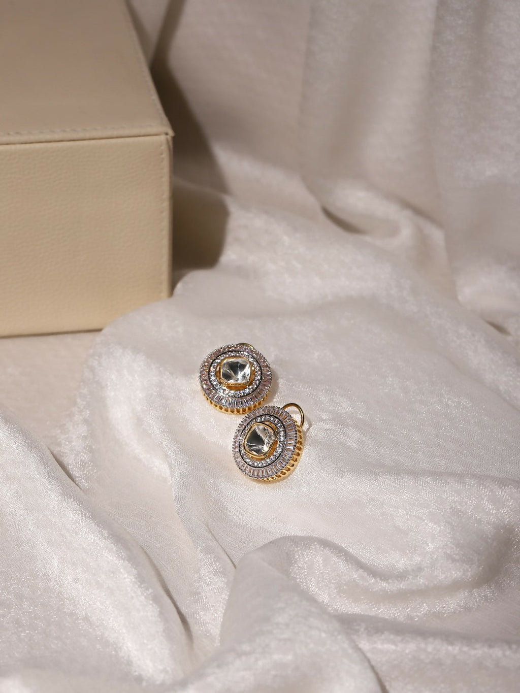Diamond & Semi Precious Stone Round Oversized Studs- Ruby Raang | Grocsy