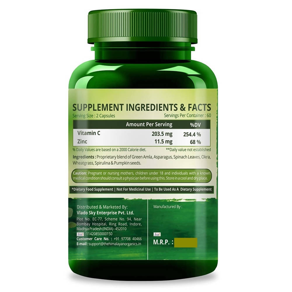 Himalayan Organics Plant Based Vitamin C + Zinc Double Immune Support Vegetarian Capsules | Grocsy
