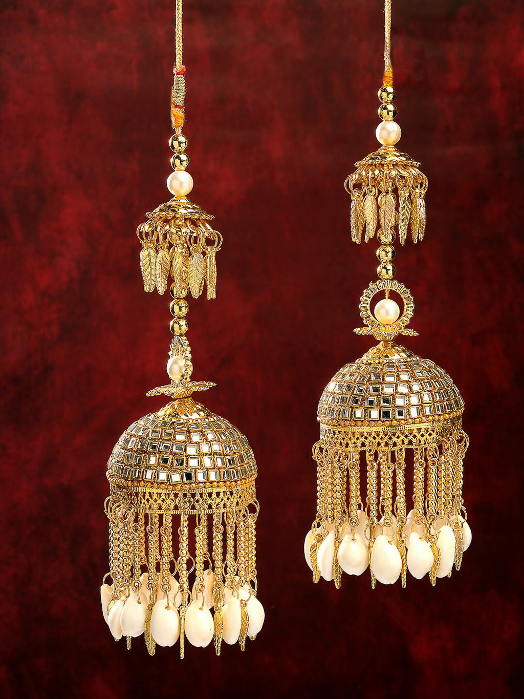 NVR Women's Pack Of 2 Gold-Polished Kundan Kaleera Sets | Grocsy
