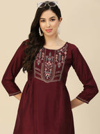 Wine Chinon Floral Embroidered Top - Zeny | Grocsy