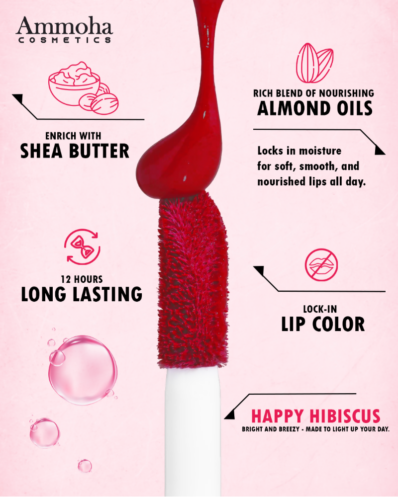 Ammoha Cosmetics Long-Lasting, Matte-Finished Happy Hibiscus Color Liquid Lipstick | Grocsy