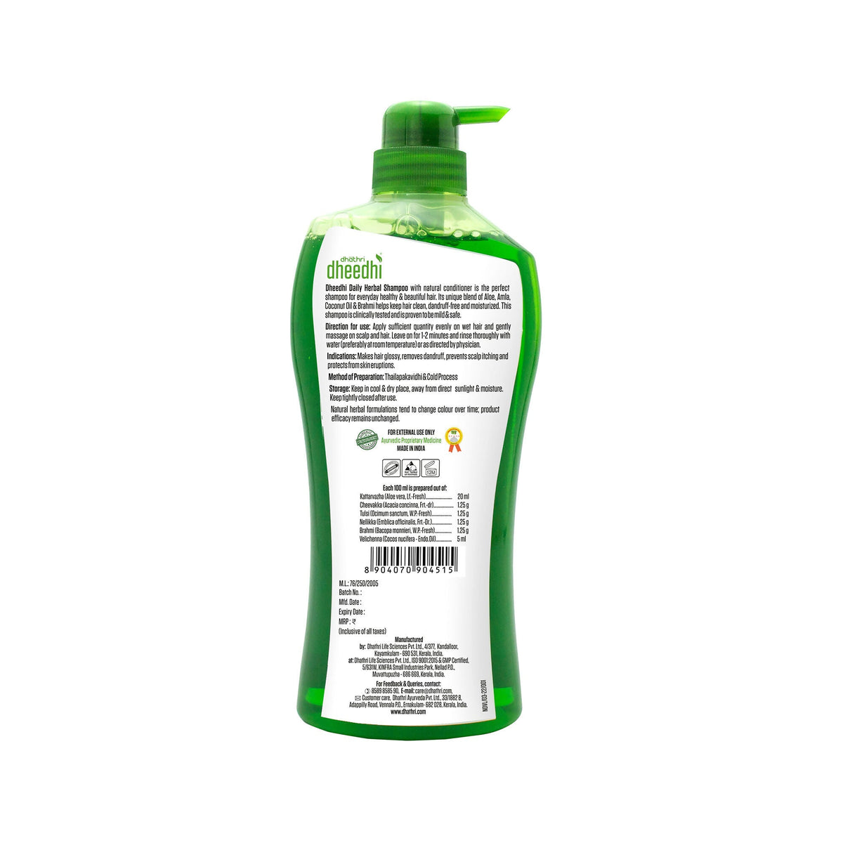 Dhathri Dheedhi Daily Herbal Shampoo To Reduce Dandruff & Promote Hair Growth | Grocsy