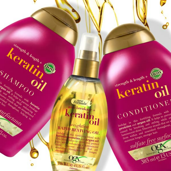 OGX Strength & Length + Keratin Oil Fortifying Anti-Frizz Conditioner | Grocsy