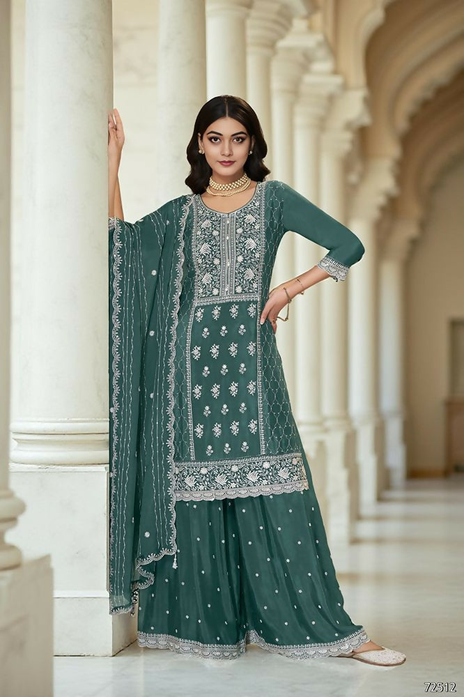 Ethnic Festive Wear Premium Chinon Fabric Rama Stitched Suit With Dupatta-Zeeya | Grocsy