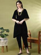 Sangria Embellished A-Line Kurta & Dhoti Pant With Dupatta | Grocsy
