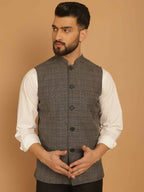 Even Apparels Nehru Jacket With Welt Pockets - Grey | Grocsy