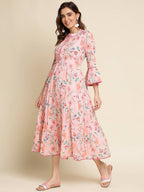 Pink Cotton Floral Printed Dress - Nandani | Grocsy