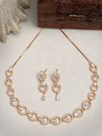 NVR Women's Gold-Polished American Diamond Studded Handcrafted Jewellery Set | Grocsy