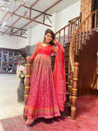 Partywear Designer Redpink Chanderi Suit - Anbazaar | Grocsy