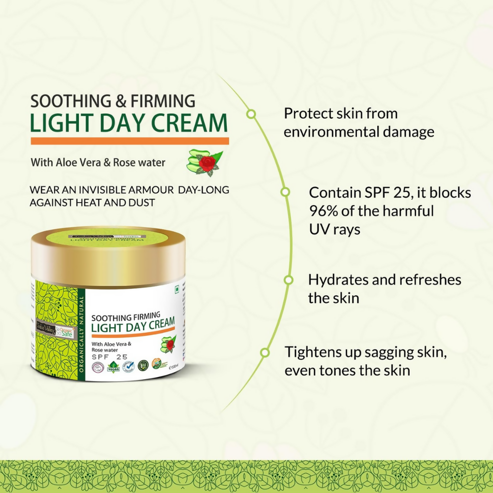 Indus Valley SPF 25 Soothing & Firming Light Day Cream - Aloe Vera & Rose Water | Grocsy