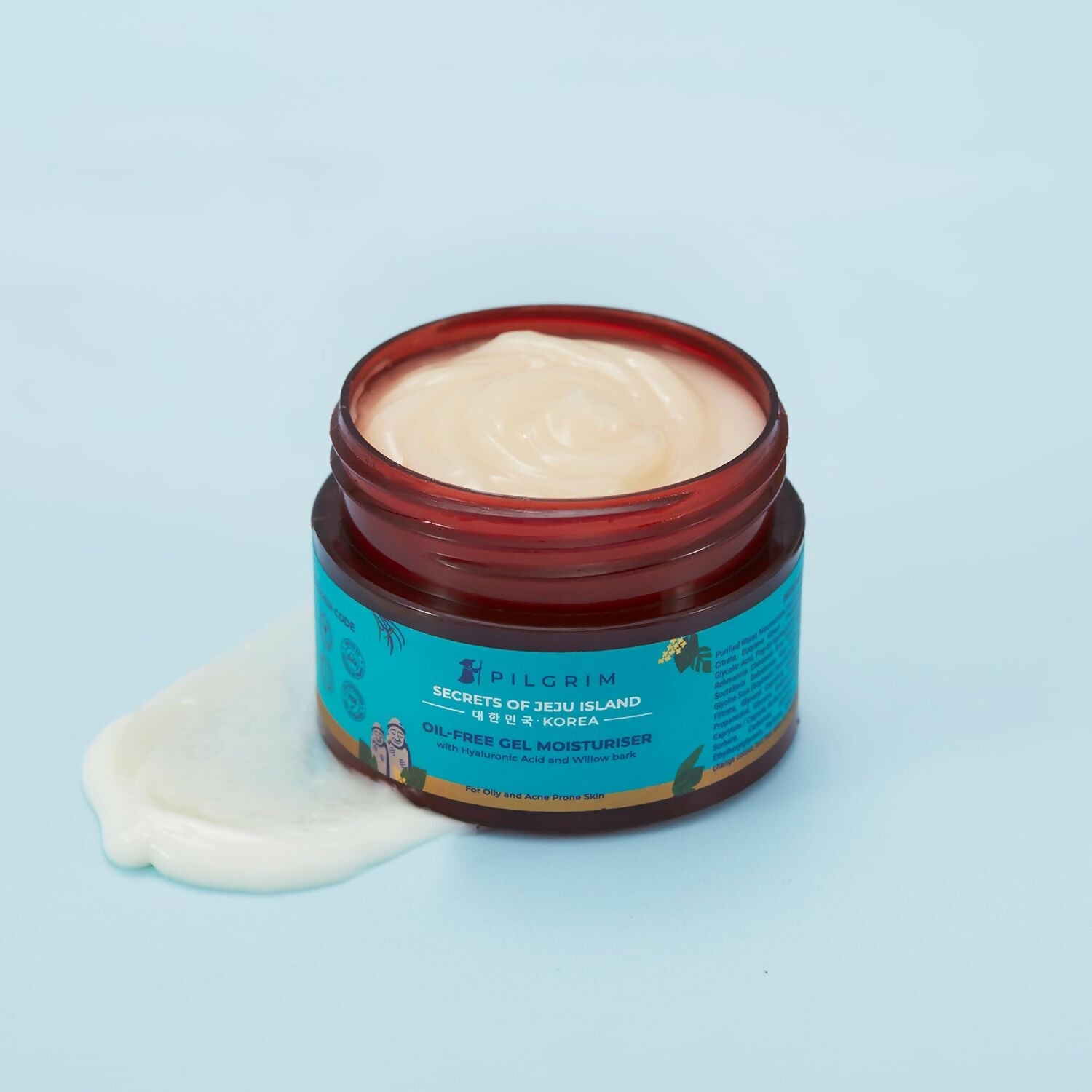 Pilgrim Korean Oil Free Gel Moisturizer with Hyaluronic Acid & Willow Bark Extracts, For Oily & Acne-Prone Skin - Korean Skin Care | Grocsy
