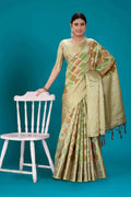 Pista Soft Organza Woven Design Saree with Unstitched Blouse Piece - Zaara | Grocsy