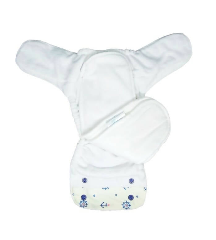 Kindermum Nano Aio Cloth Diaper With 2 Organic Cloth Inserts- Anchor For Kids | Grocsy