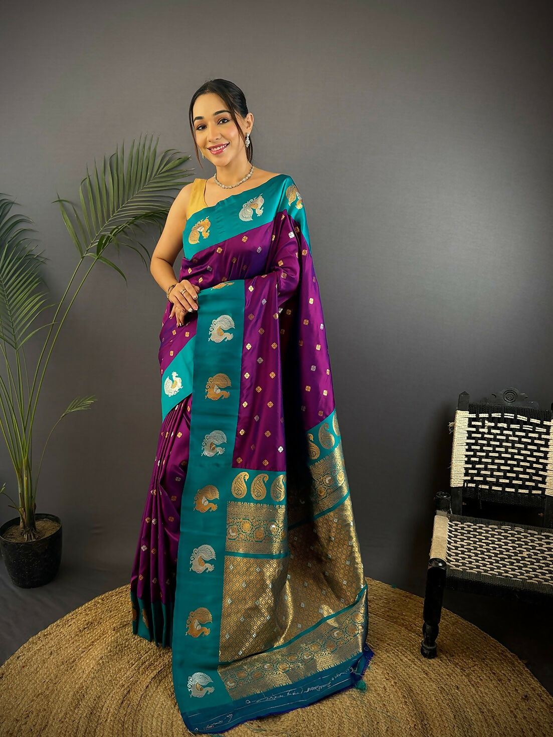 Joban Fashion Royal Blue Butti Banarasi Silk Sarees | Grocsy
