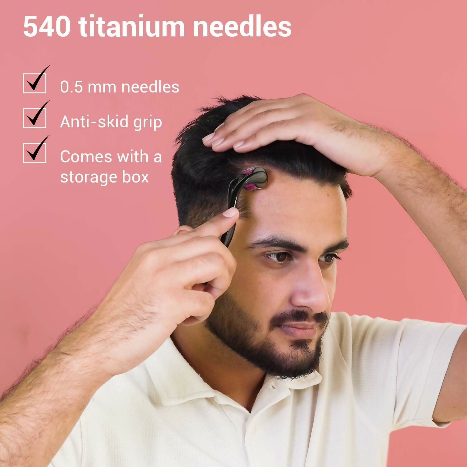 Sotrue Derma Roller For Hair Growth 0.5 mm with 540 Stainless Steel Needles - Repairs Damaged Hair, Activates Hair Follicles | Grocsy