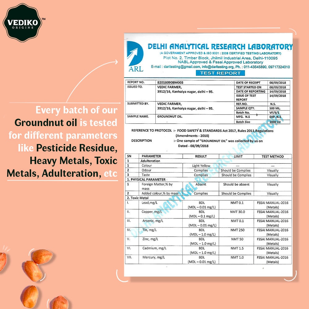 Vediko Origins Groundnut Oil | Grocsy