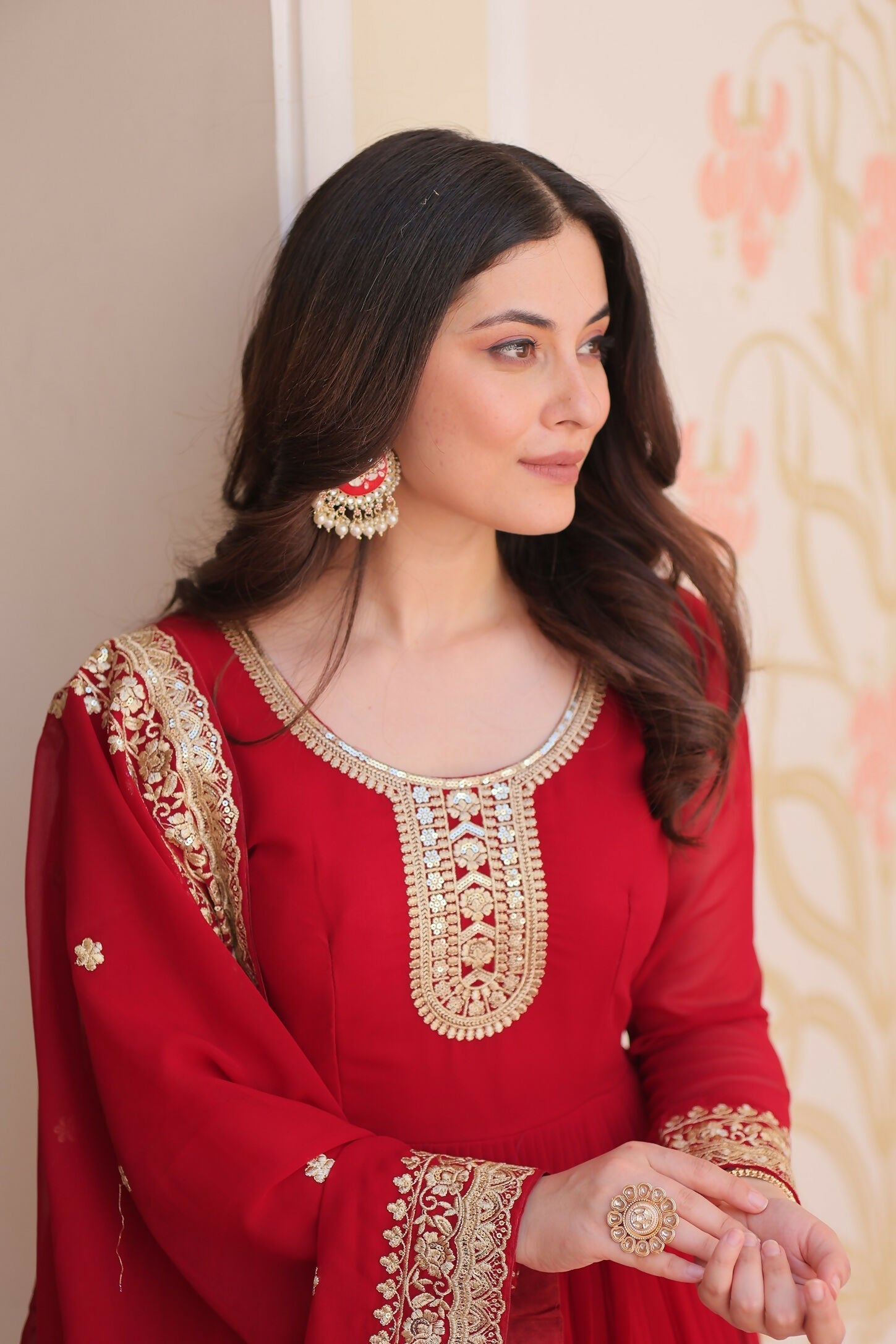 Joban Fashion Maroon Georgette Sequence Embroidery Work Kurta Set | Grocsy