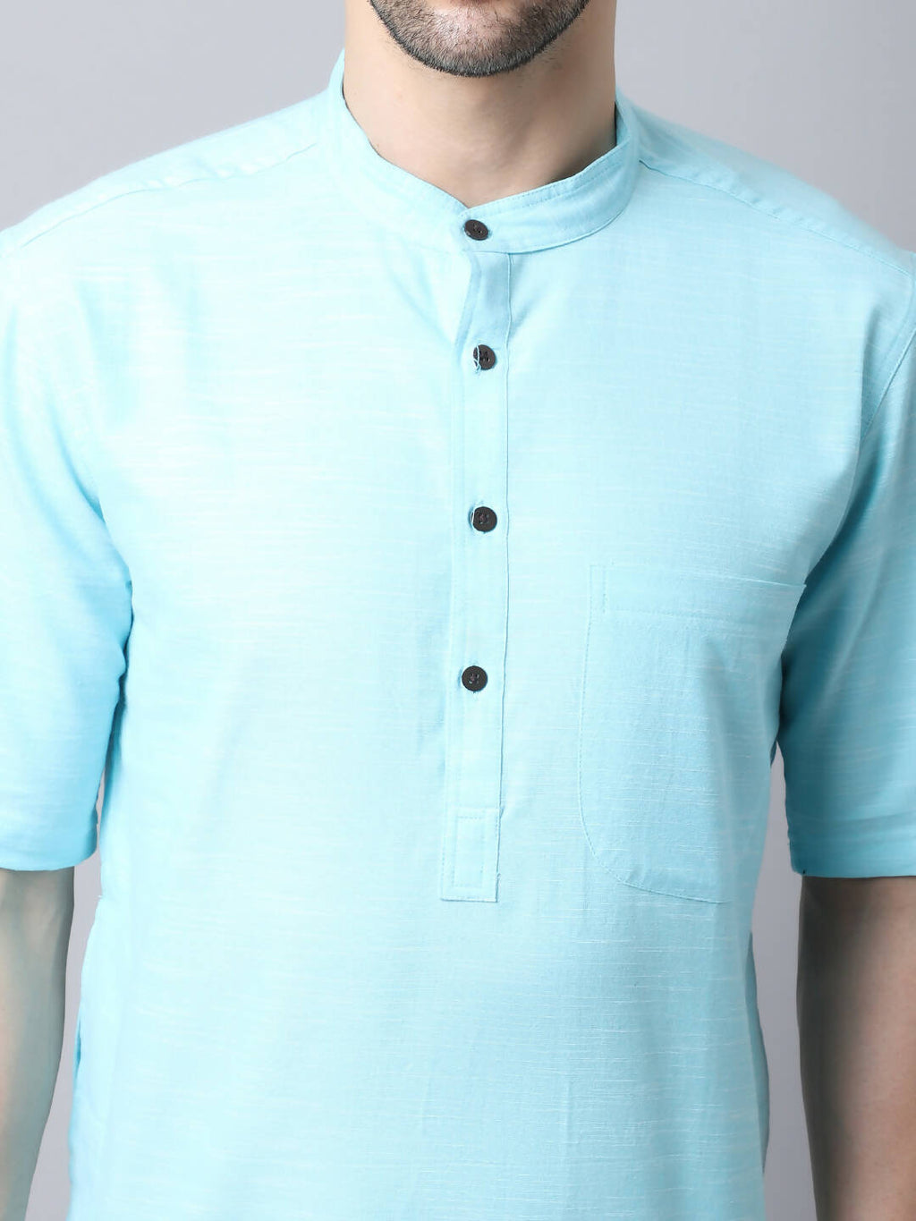 Even Apparels Black Pure Cotton Men's Kurta With Band Collar | Grocsy