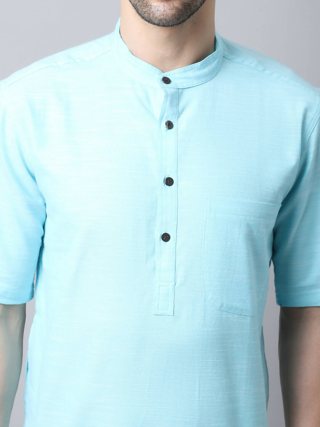 Even Apparels Black Pure Cotton Men's Kurta With Band Collar | Grocsy