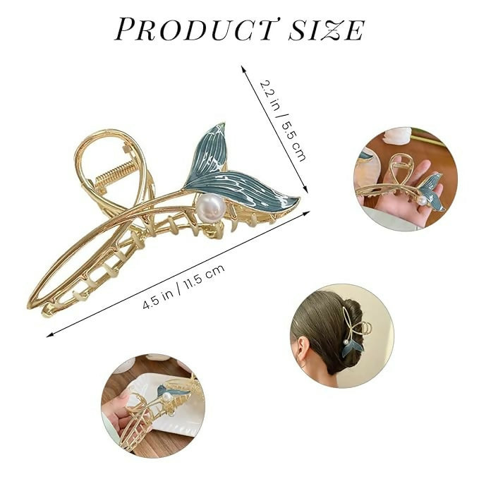 Joban Fashion Blue Metal Whale Tail Claw Clips Hair Accessory For Women | Grocsy