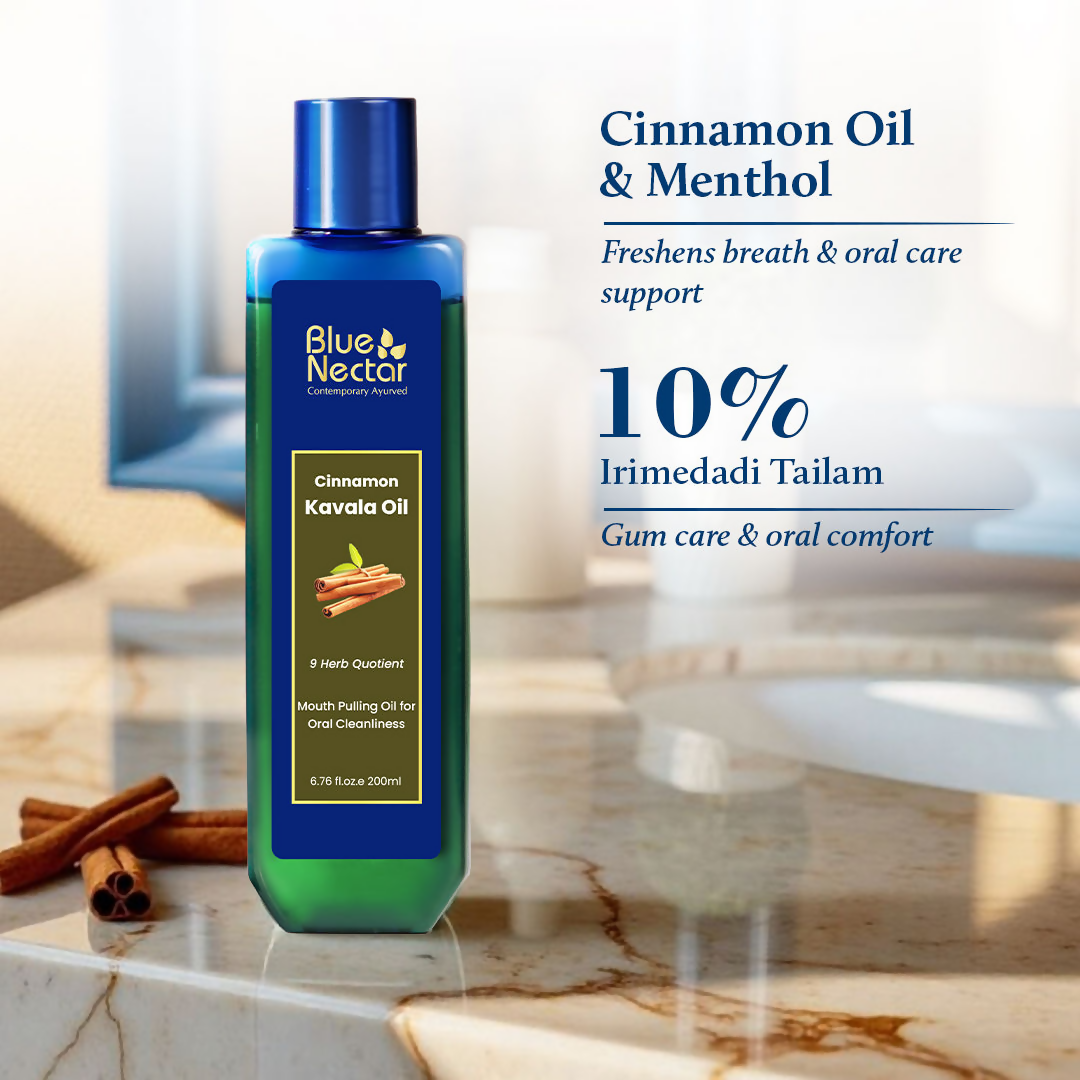 Blue Nectar Cinnamon Mouth Pulling Oil Ayurvedic Mouthwash | Grocsy