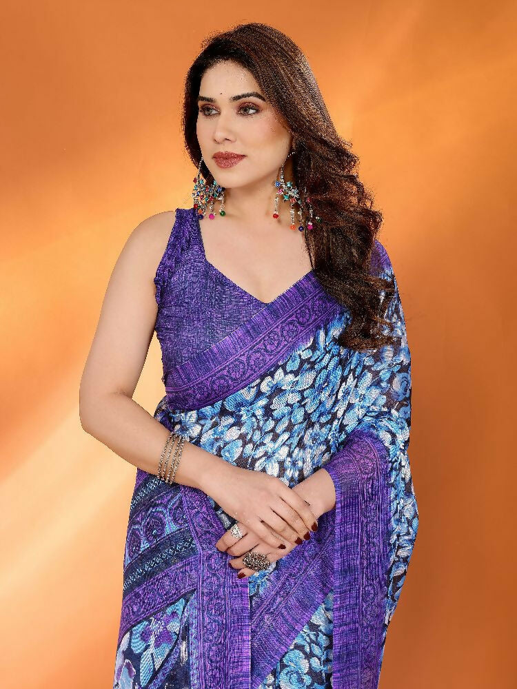 PR Fashion Jamun Kota Doria Printed Saree | Grocsy