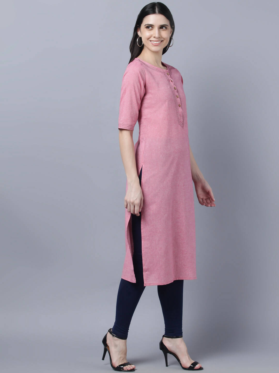Myshka Women Pink Solid Straight Kurta | Grocsy