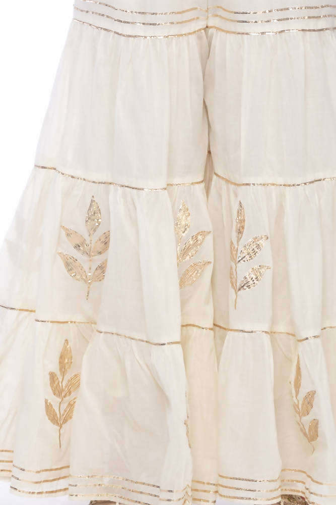 Mominos Fashion Cotton Off White Gotta Work Sharara | Grocsy