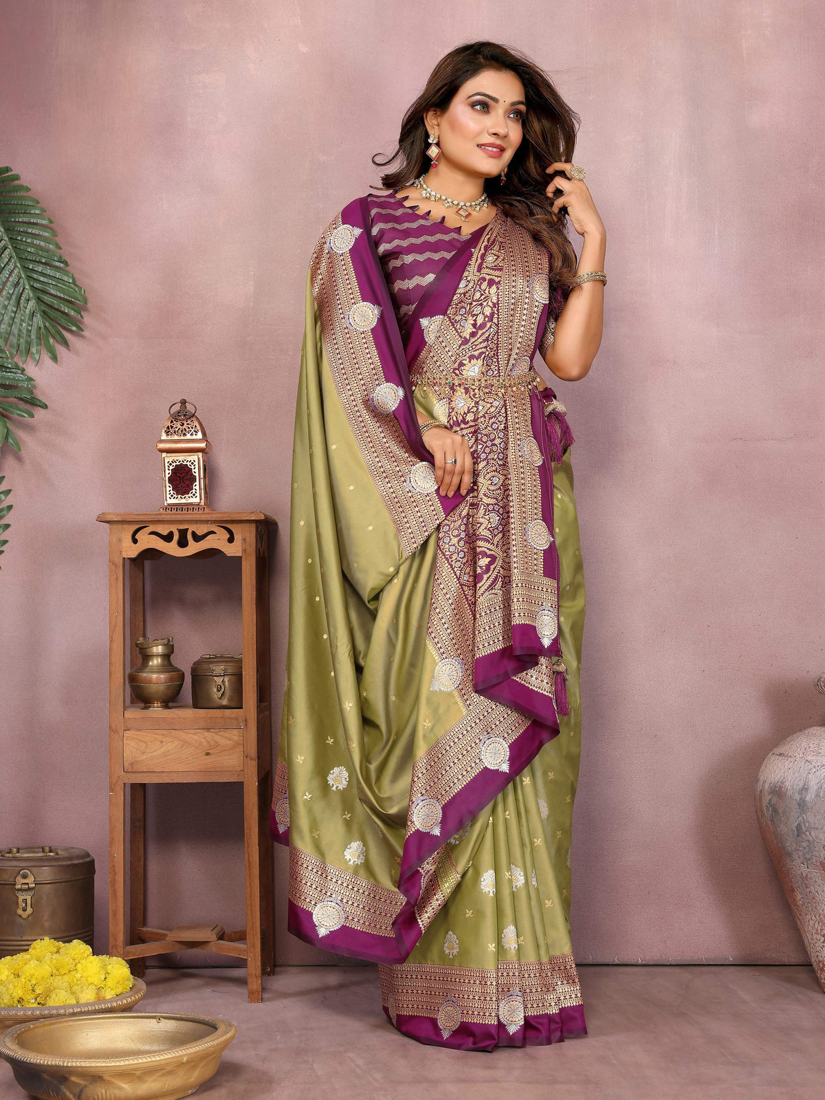 Aastha Fashion Pista Silk Sarees Weaving Saree | Grocsy