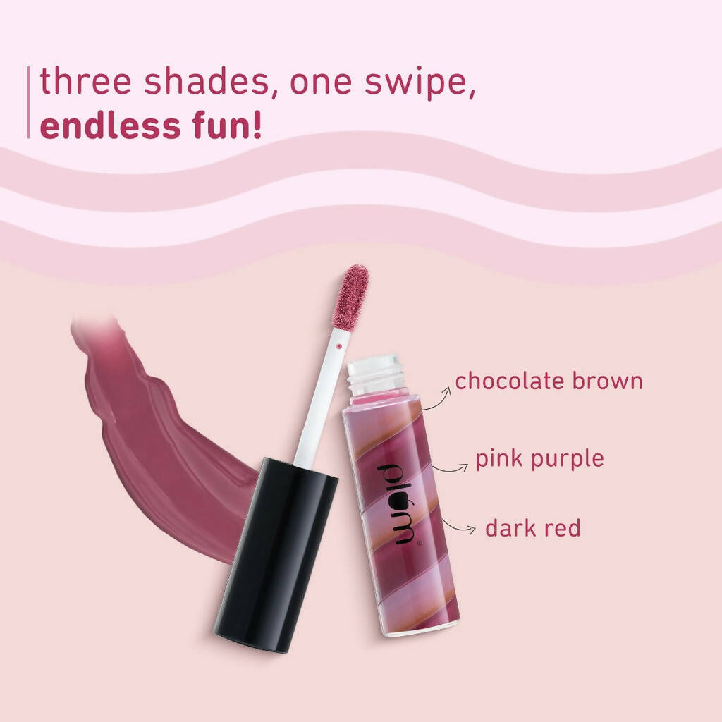 Plum Soft Swirl Lip Gloss 3 Shades In 1 & 122 Cherry Chocolate | Grocsy