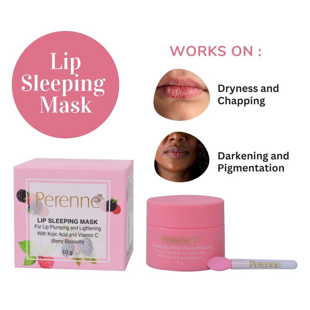 Perenne Lip Sleeping Mask With Kojic Acid & Vitamin C - Berry Blossom | Grocsy
