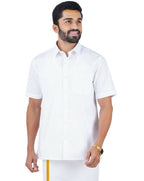 Ramraj Cotton Mens Half Sleeve Formal 100 % Cotton White Shirt | Grocsy