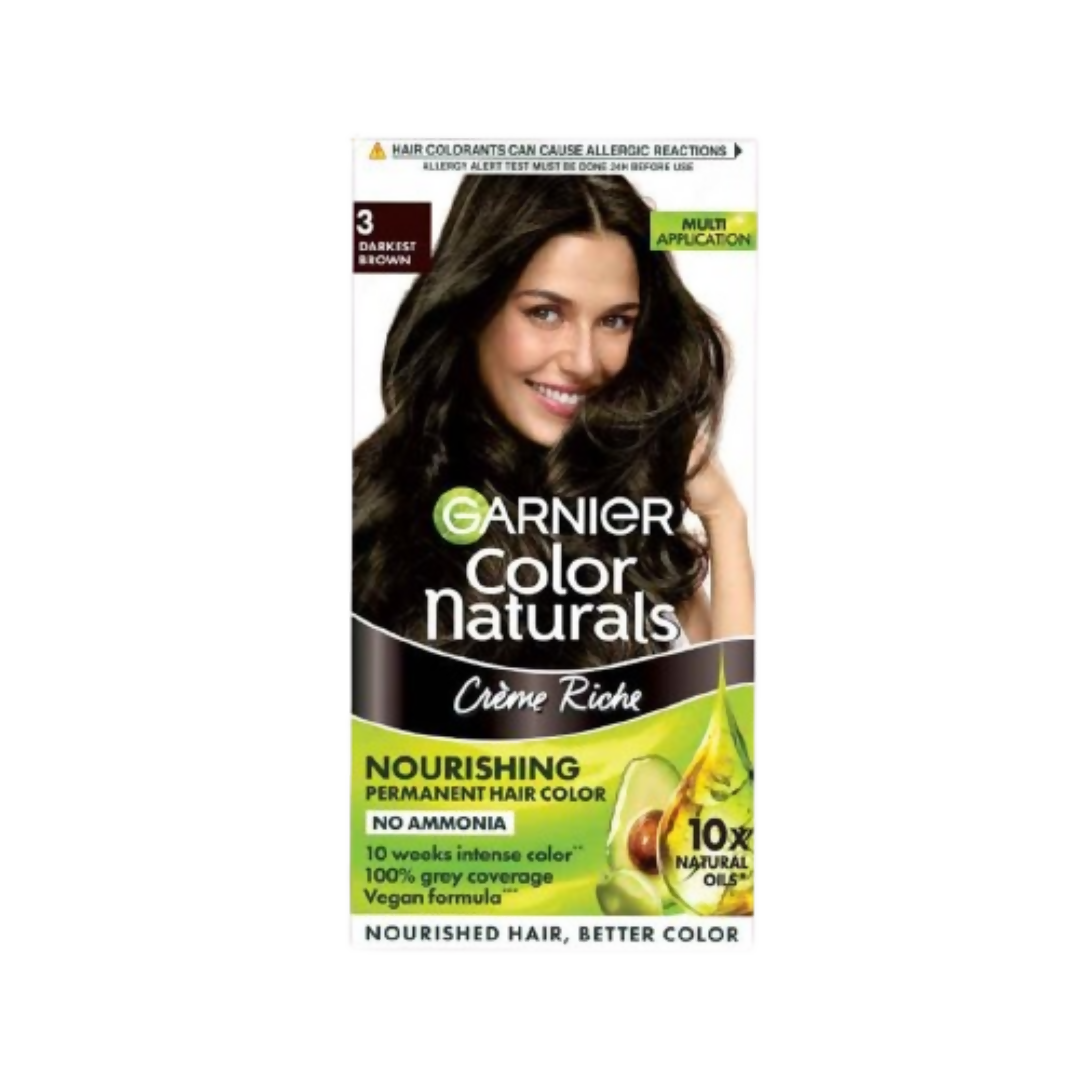Garnier Color Naturals Creme Riche Hair Color - Shade 3 Darkest Brown | Grocsy