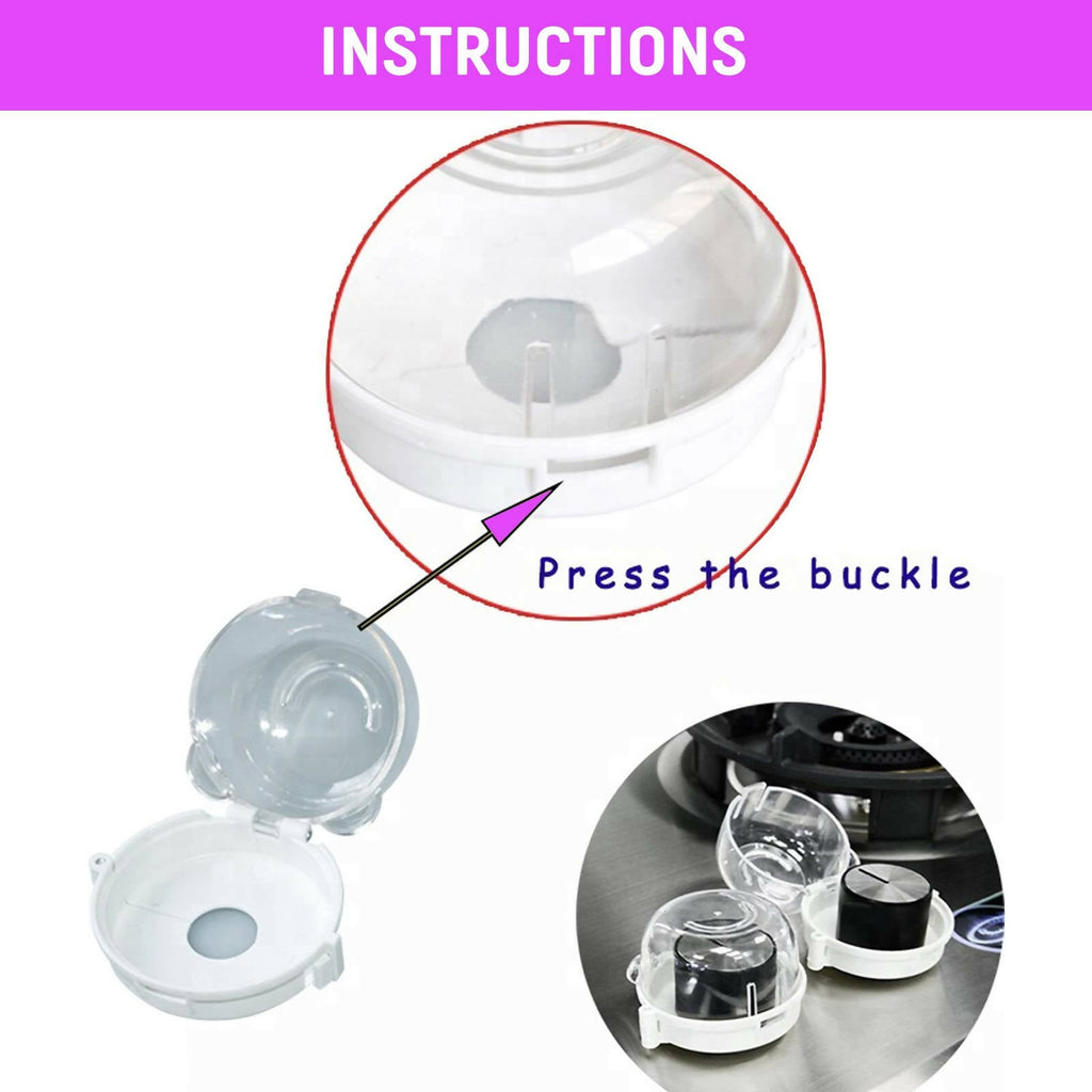 Safe-O-Kid Gas Stove Knobs Transparent Guards for Indoor Baby Safety Set of 4 Pcs | Grocsy