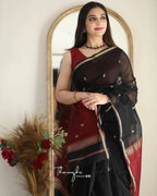 DEIANA'S Beautiful Designer Golden zari Soft Cotton Saree - Navy Blue | Grocsy