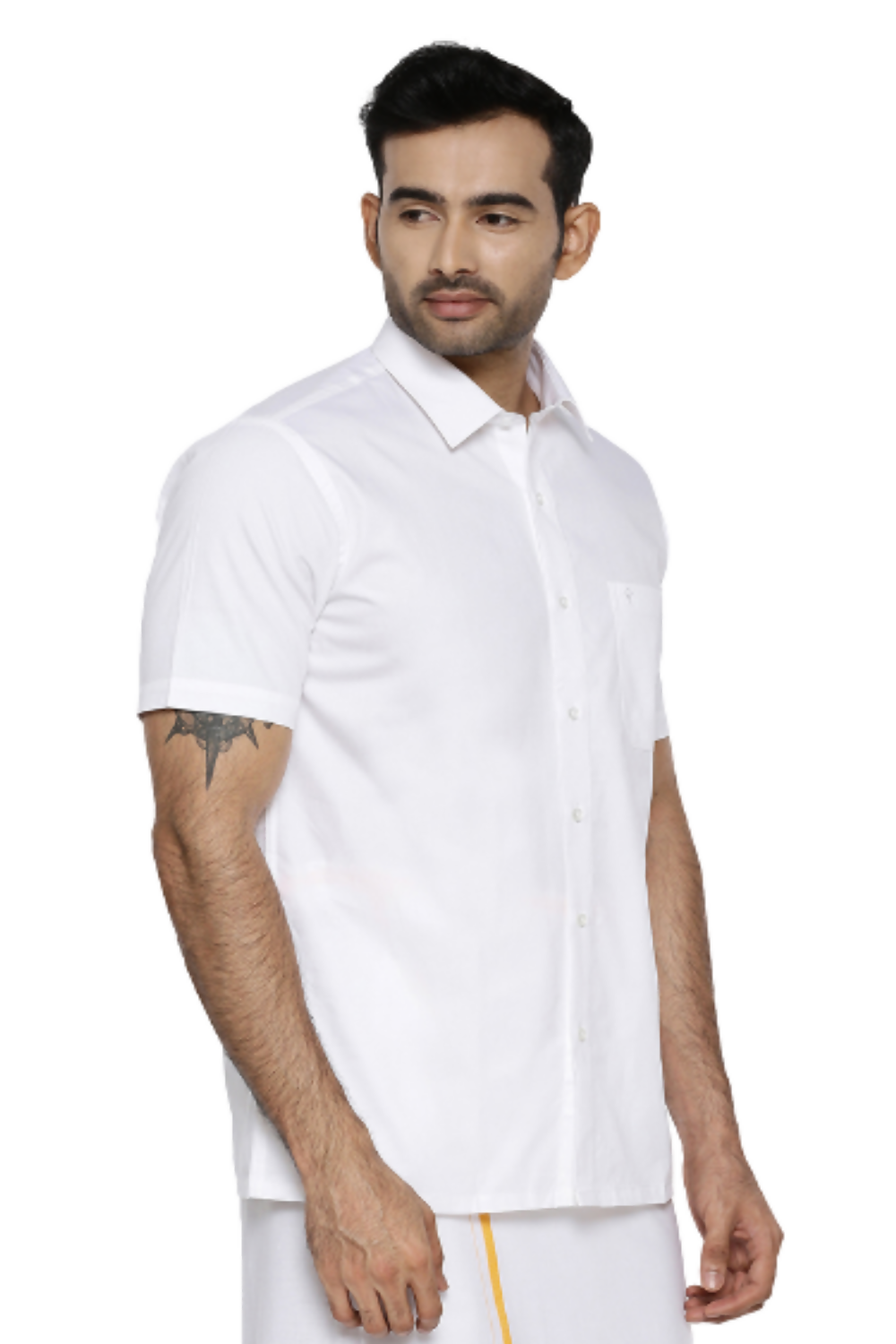 Ramraj Cotton Mens Half Sleeve White Shirt Plus Size - Classic Cotton | Grocsy