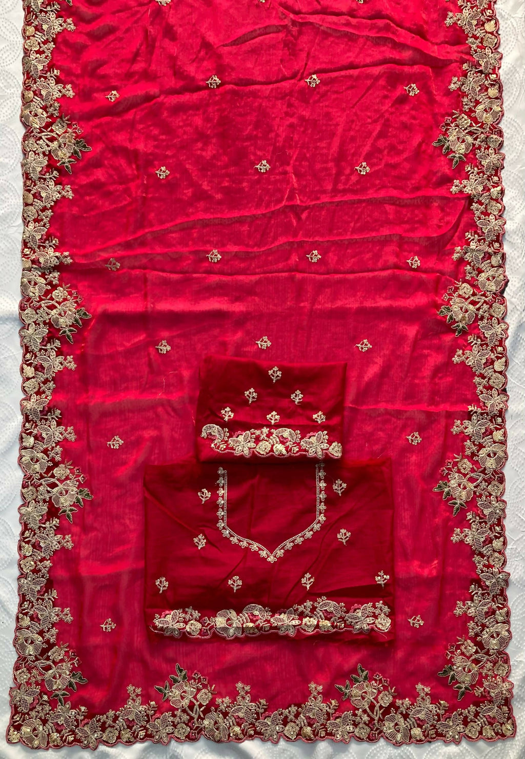 Teeya Creation New Trendy Party Wear Soft Silk Saree-Red | Grocsy