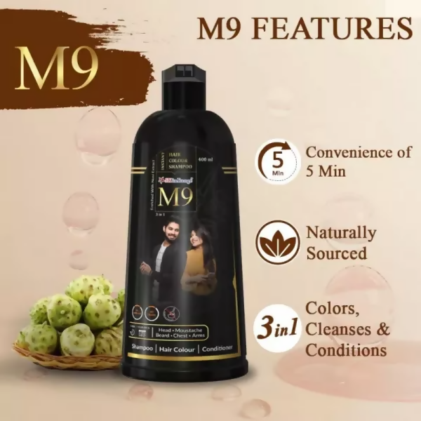 Sat Kartar M9 3 In 1 Instant Hair Color Shampoo | Grocsy