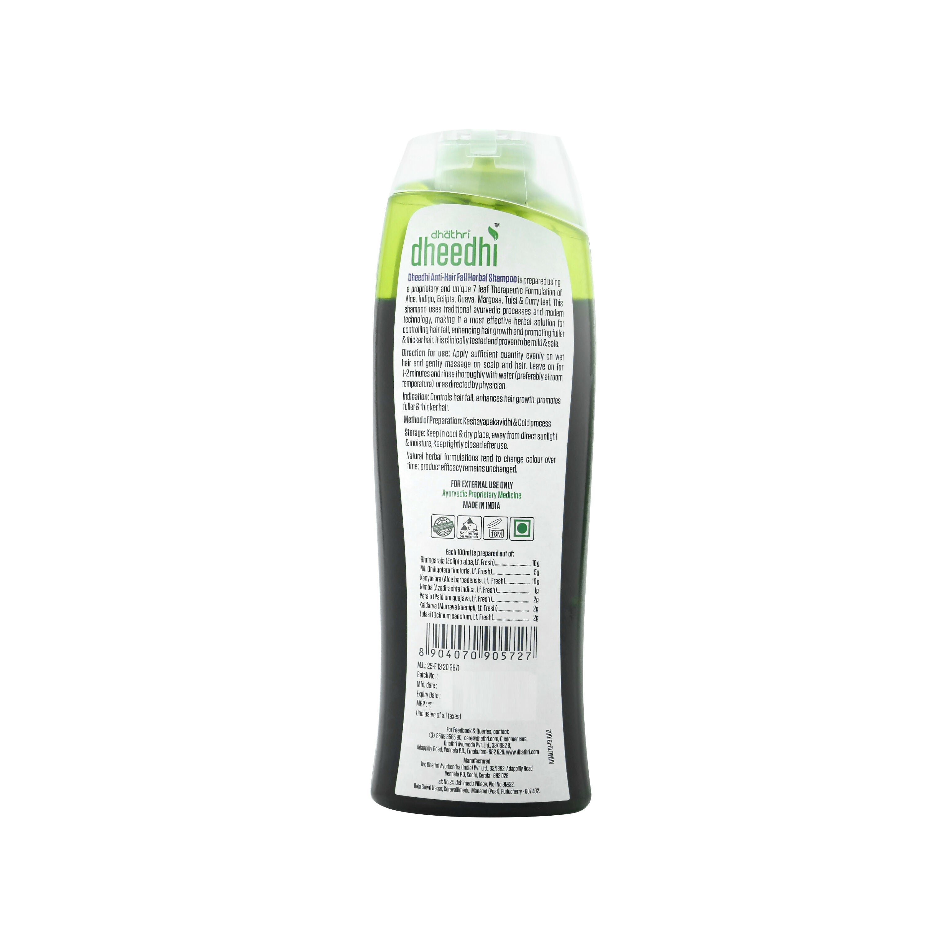 Dhathri Anti-Hairfall Herbal Shampoo - Reduces Hair Fall and Enhance Hair Growth | Grocsy