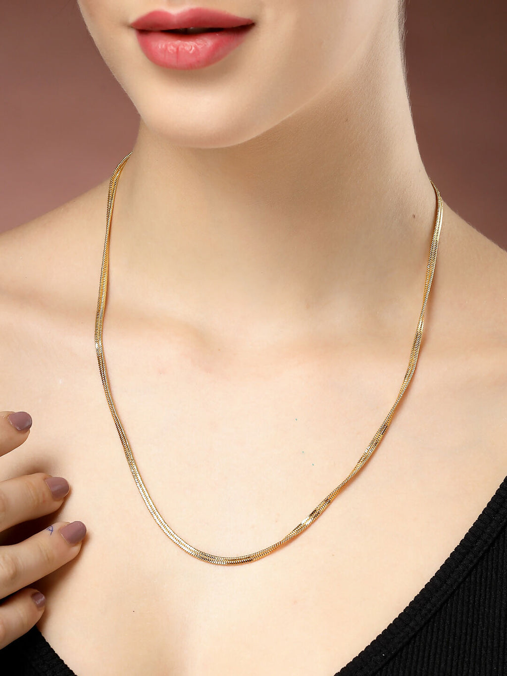 NVR Women's Gold-Polished Minimal Chain | Grocsy