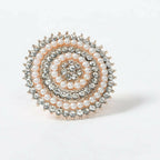 Mominos Fashion Joharkamal Gold-Polished Stone Studded Adjustable Finger Ring - Design 05 | Grocsy
