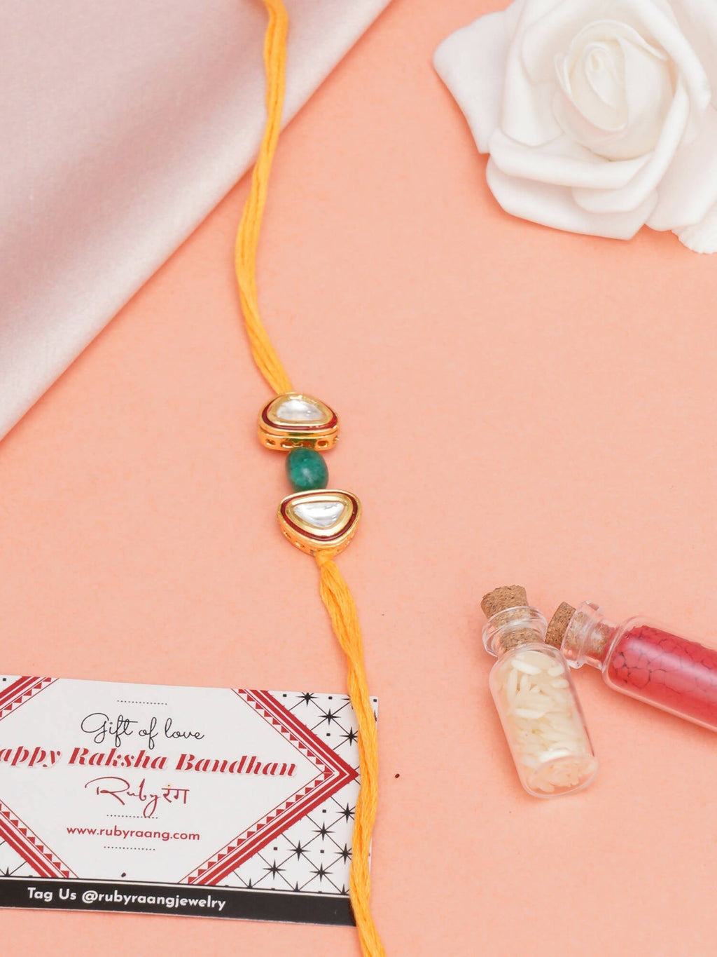 Designer kundan Rakhi - Ruby Raang | Grocsy