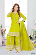 Joban Fashion Chinon Lil Green Color Kurta Set | Grocsy
