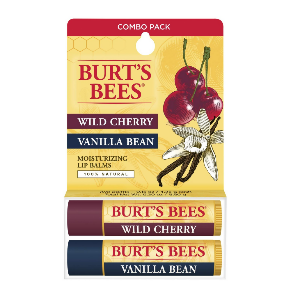 Burt's Bees Natural Moisturizing Lip Balms (Wild Cherry & Vanilla Bean) | Grocsy