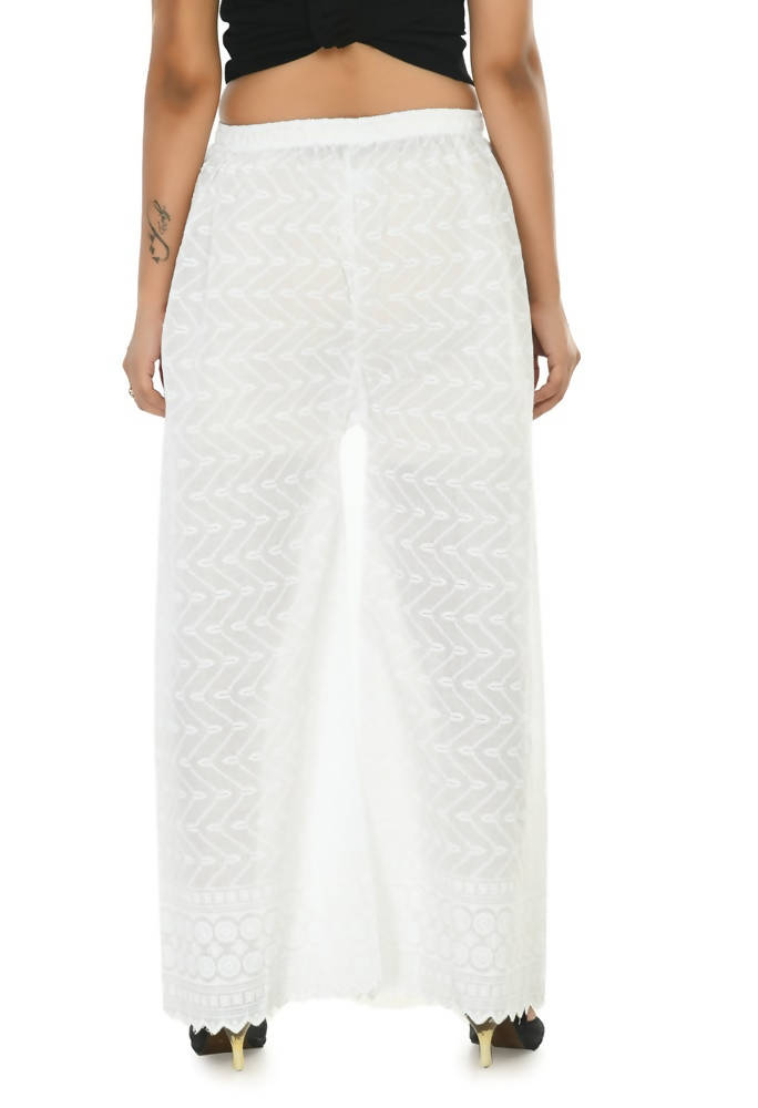 Mominos Fashion Moeza Cotton White Color Chikan Work Palazzo | Grocsy
