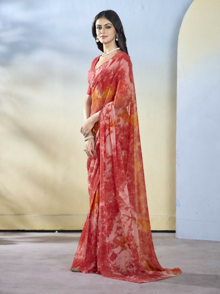 Maroon Georgette Designer Printed Ready to Wear Saree - Samyana | Grocsy