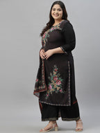 Sztori Plus Size Floral Printed Regular Straight Kurta with Palazzos & With Dupatta | Grocsy